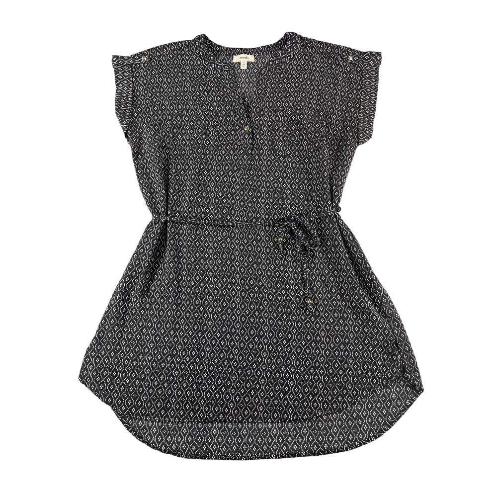 Meraki Dress Womens XL Black Sleeveless Flowy Top Button V-Neck Waist Tie